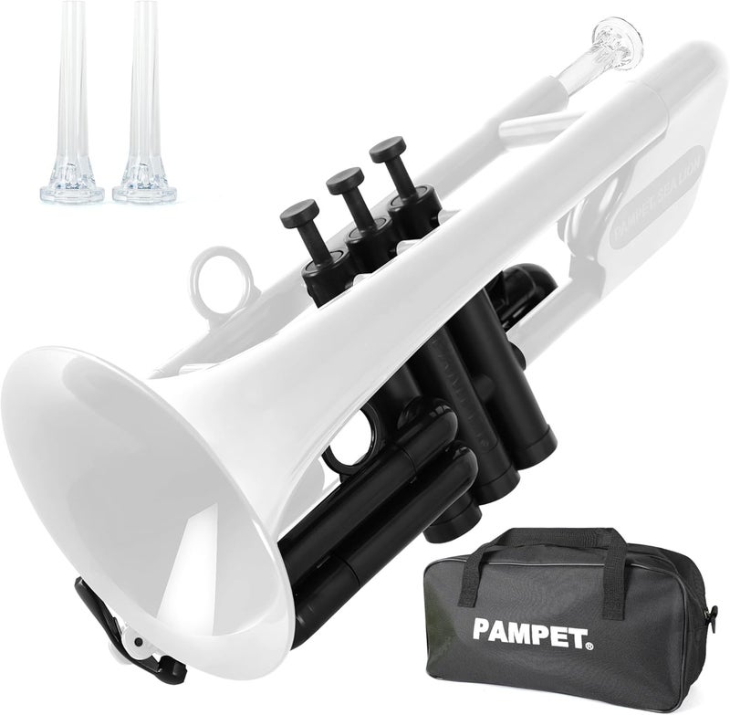 PAMPET SEA LION Professional Plastic Bb Trumpet Set for Student Beginner (White) - Image 1